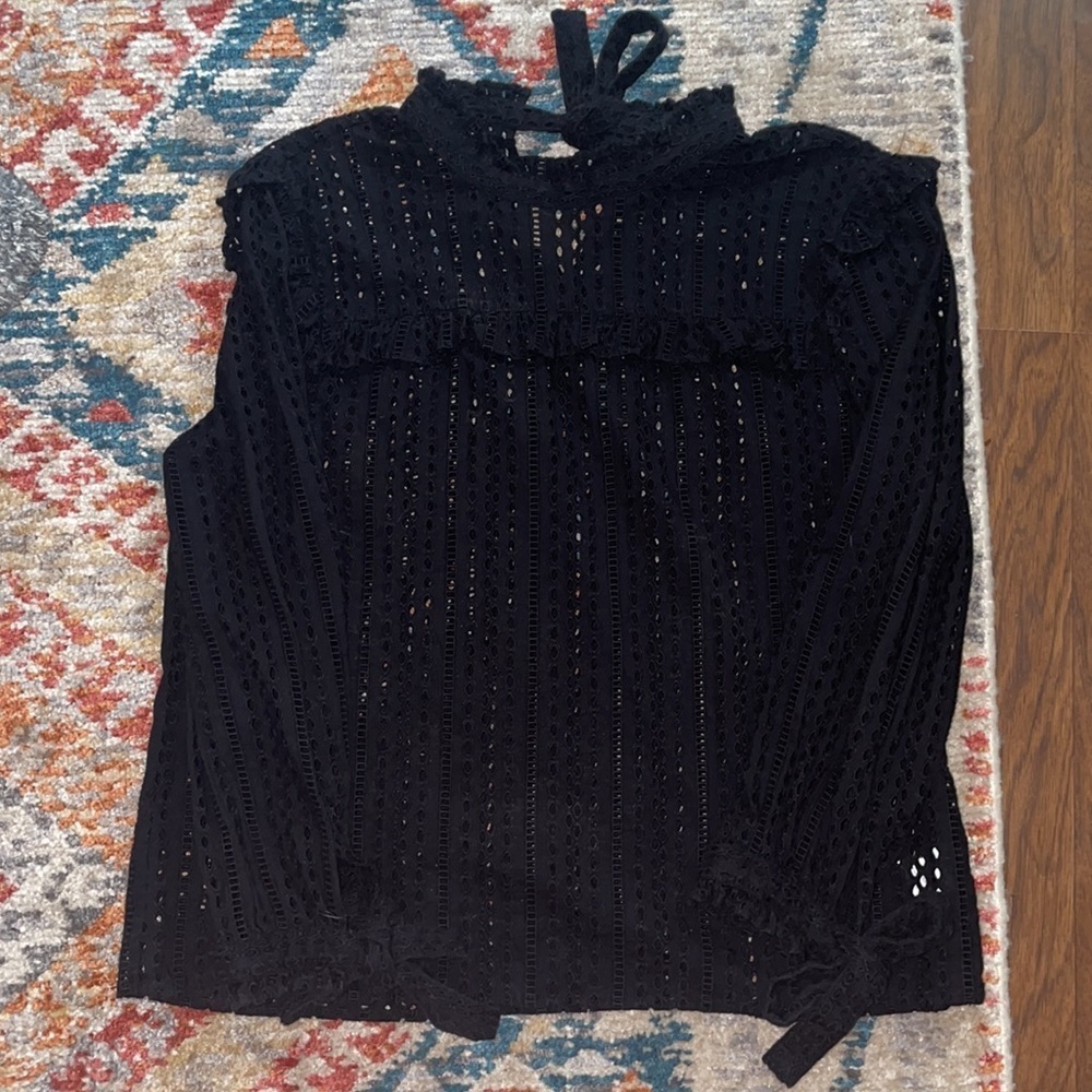 Madewell Eyelet Mockneck Ruffle Top size medium - new without tags - Picture 5 of 9